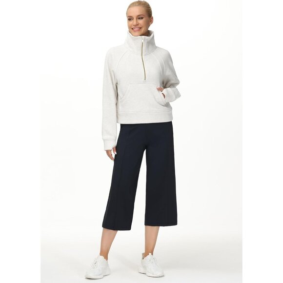 Womens Half-Zip Fleece Pullover Small Stand Collar Pockets Casual Warm - Picture 7 of 7